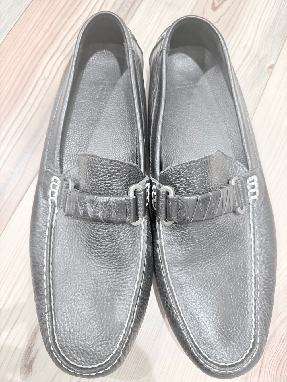 Beverly Hills Polo Club Black Leather Slip-On Loafers with Silver Buckle